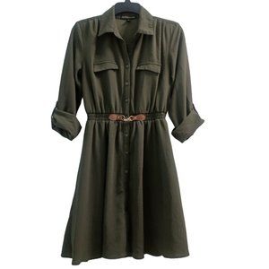 [Always Indigo] PS Button-Up Olive Green Dress